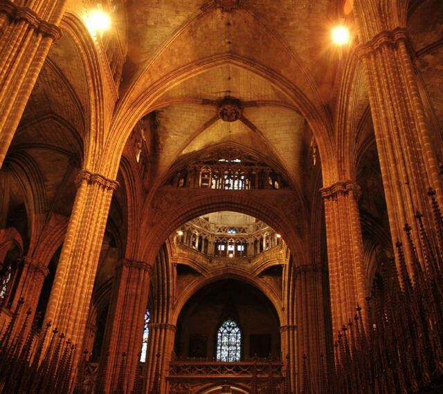 Interior of Barcelona gothic cathedral (3)