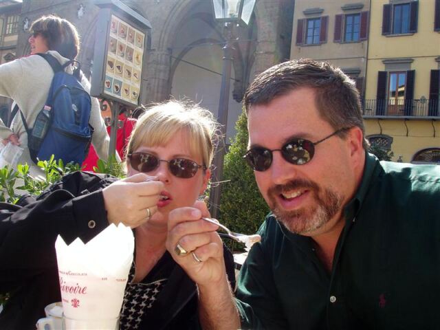 PO - Kathy and Roger enjoy hot chocolate