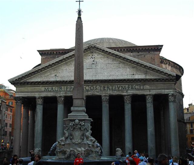 Pantheon and obelisk near dusk