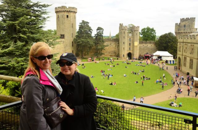 Warwick Castle - LeAnn and Kathy and castle courtyard