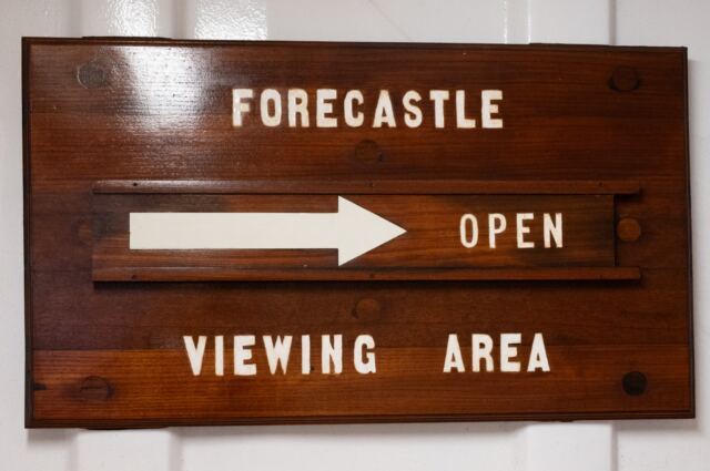 Forecastle viewing area sign