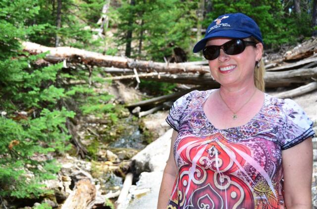 Kathy stops for a breather