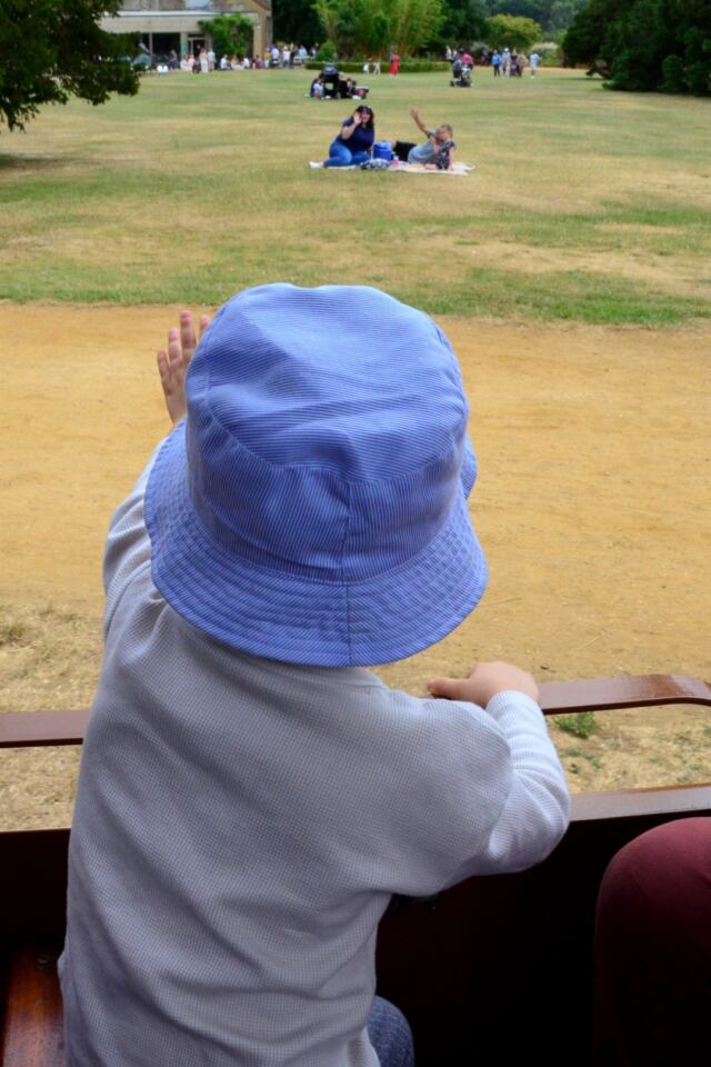 Henry waving from the train
