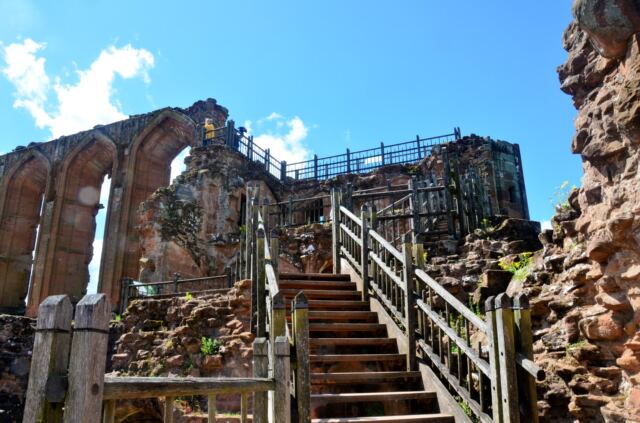Kenilworth Castle - stairs to viewing platform above Great Hall
