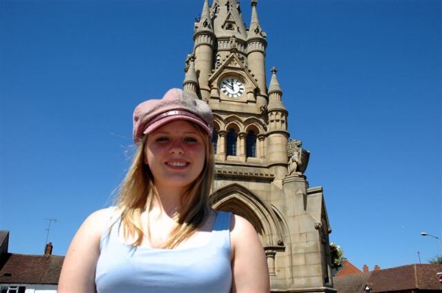 Melanie and her new English 'chick hat'