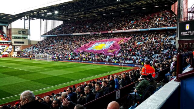 The Holte End unfurls the Villa banner (1)