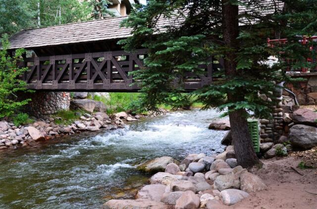 Covered bridge and stream