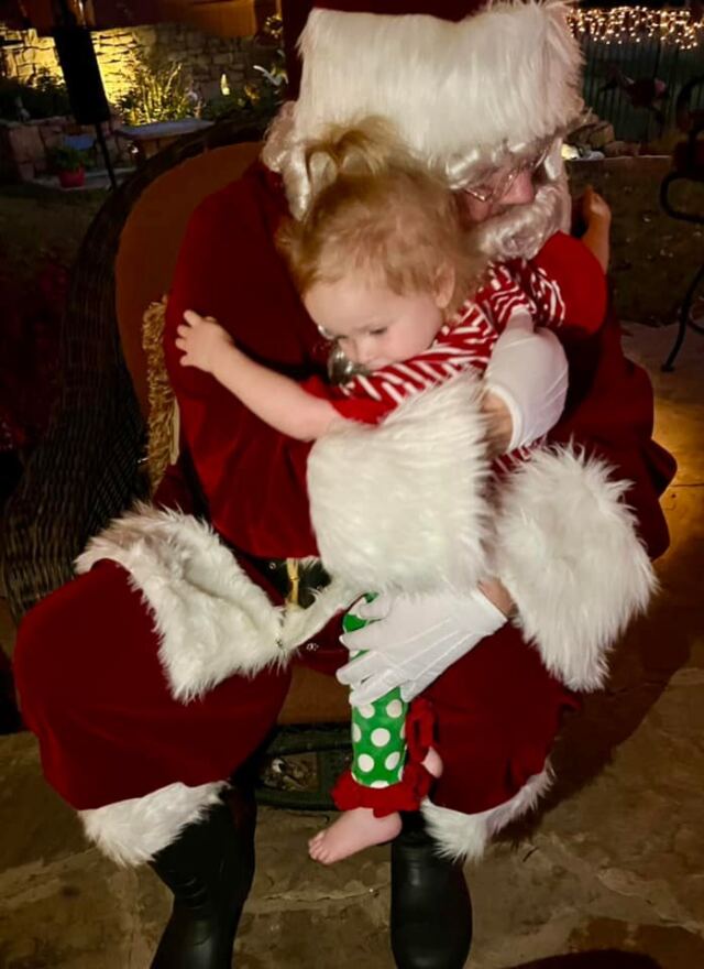 Shiloh hugs Santa