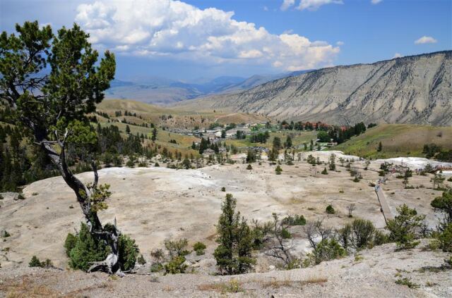 View of Mammoth from atop the springs