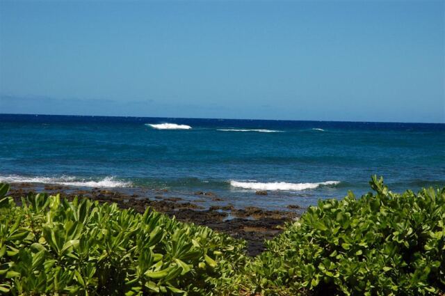 Waves break in the distance