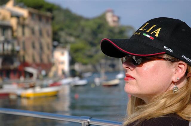Kathy looks out over Portofino