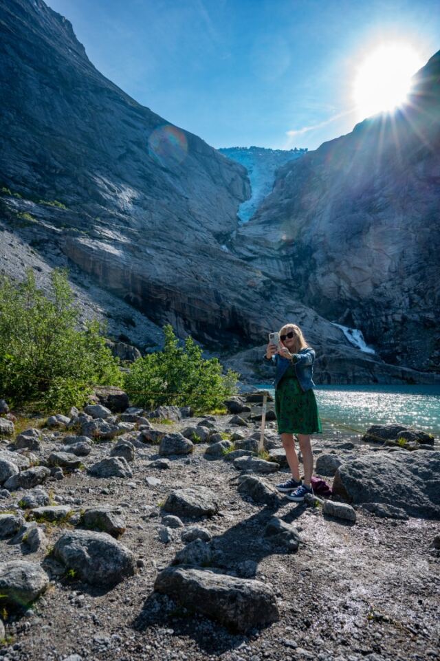 Kathy and Briksdal Glacier