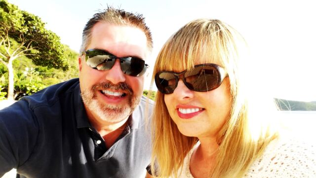 Roger and Kathy - requisite beach selfie