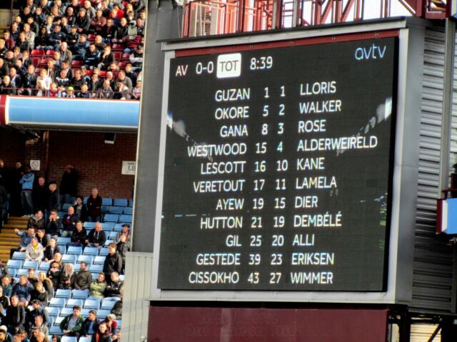 Villa v Spurs - lineups