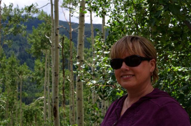 Kathy and aspen trees