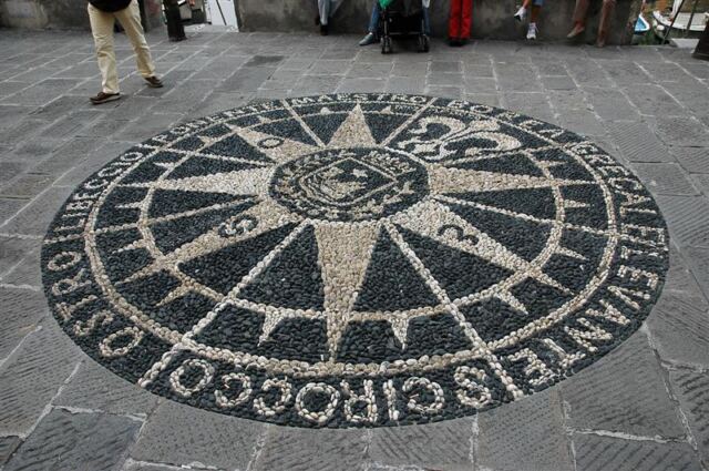 Inlaid stone compass