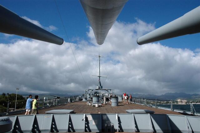 Looking forward from the main guns