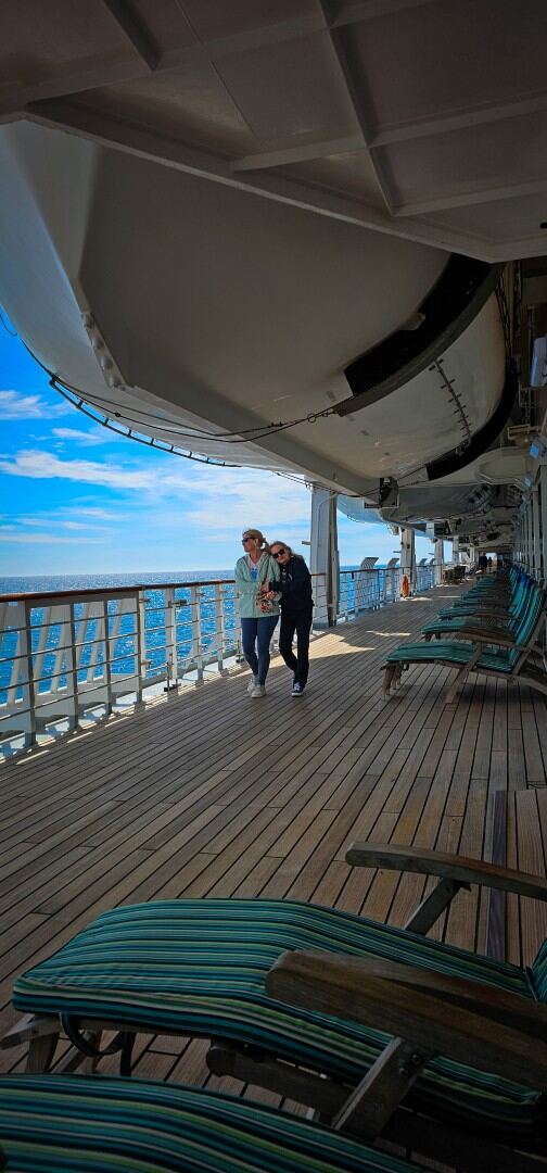Kathy and LeAnn on the Promenade Deck