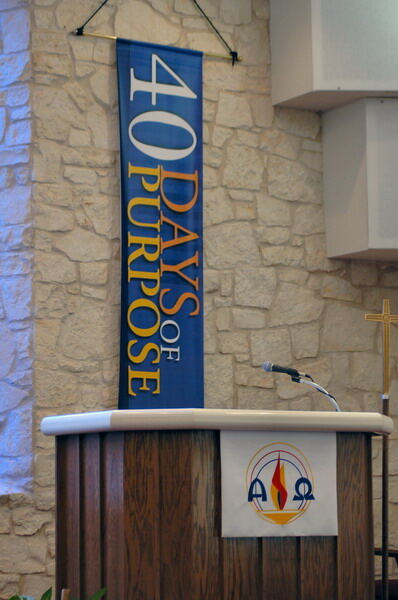 Pulpit with banner