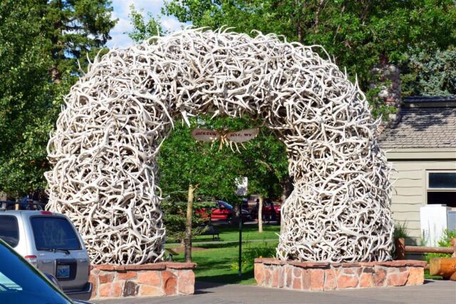 Antler arch on every corner of the city square