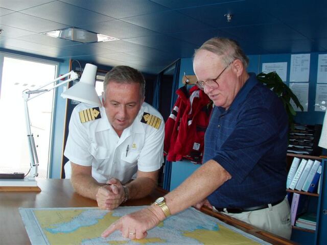 PO - Paul and Captain Knut plot our course