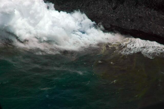 Active lava enters the ocean