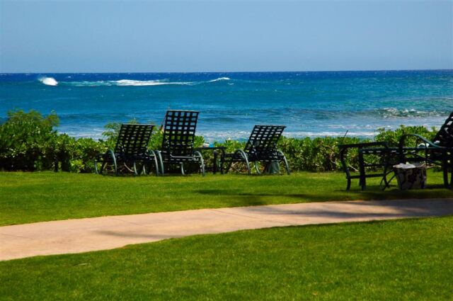 Beach chairs and ocean view
