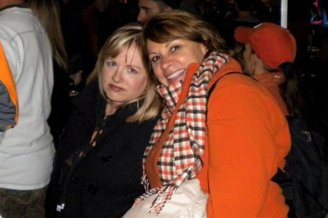 Kathy and Rhonda - not happy waiting for porta-potties