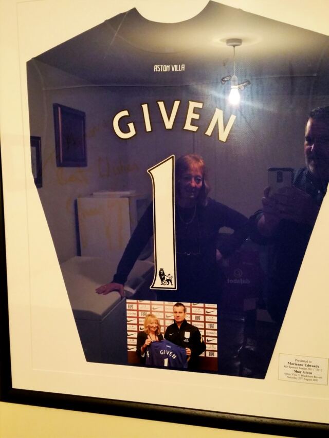Shay Given's Villa keeper match jersey - presented to Marianne