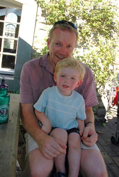 Julian and Sam in the shade