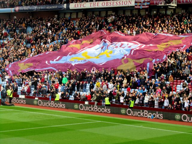 The Holte End unfurls the Villa banner (3)