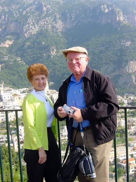 Geri and Paul overlooking Positano