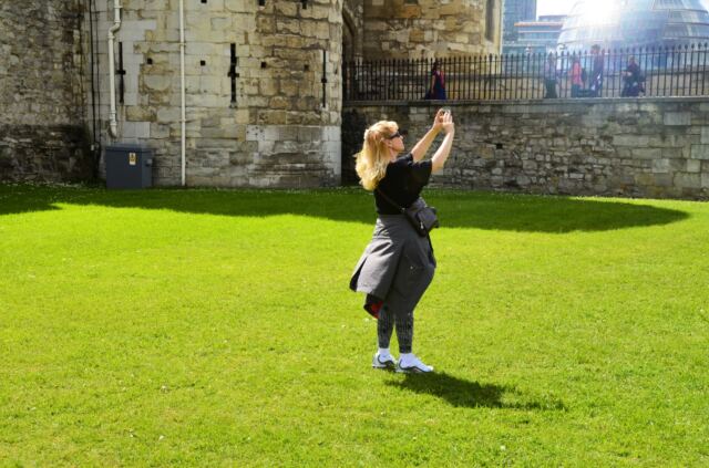 LeAnn taking pictures of the Tower of London