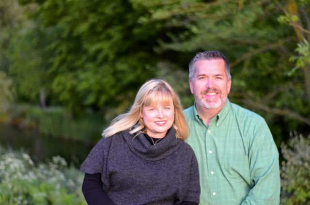 Kathy and Roger - Charingworth pond 1