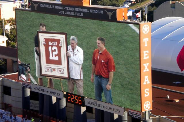 Mack presents Colt with his framed jersey