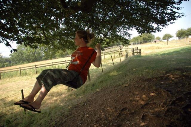 Melanie swings from the tree (1)