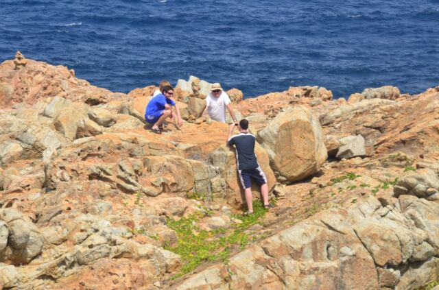 Building a cairn at Coppermine Point 8