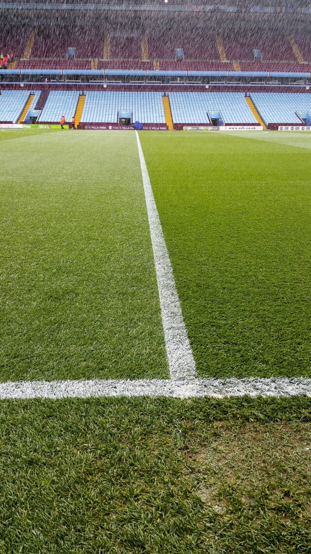 Villa pitchside at midfield