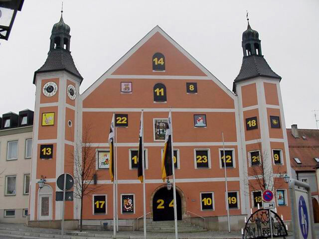 Advent calendar on Rathaus in Berlengenfeld