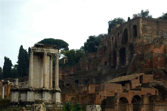 Temple of Castor and Pollux and hillside ruins