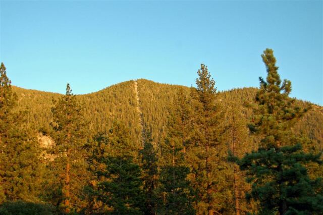 View from our room of Heavenly mountain, with gondola trail visible