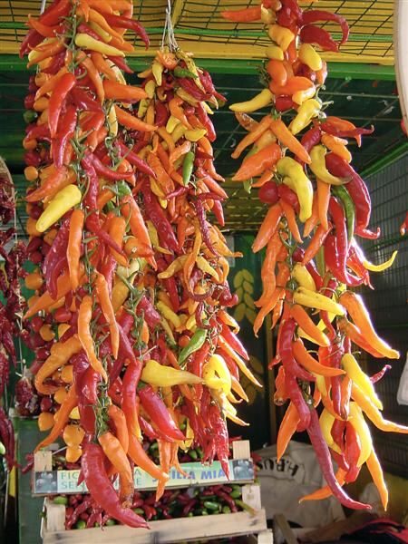 Hanging peppers