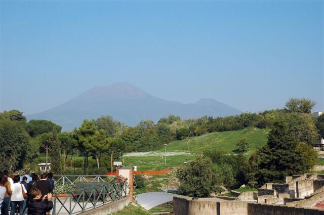 Mt. Vesuvius looms in the distance