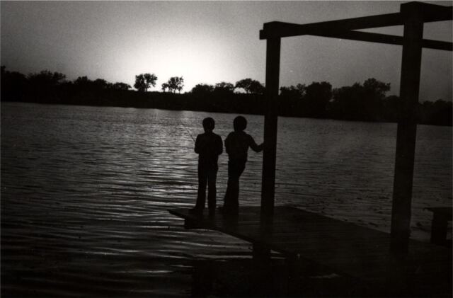 Roger and Scott - B&W lake picture