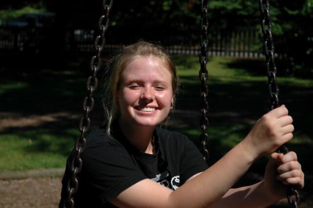 Melanie on the tire swing