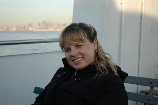 Kathy on the ferry