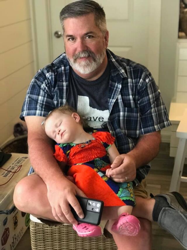 Shiloh's crashed on Grandpa's lap