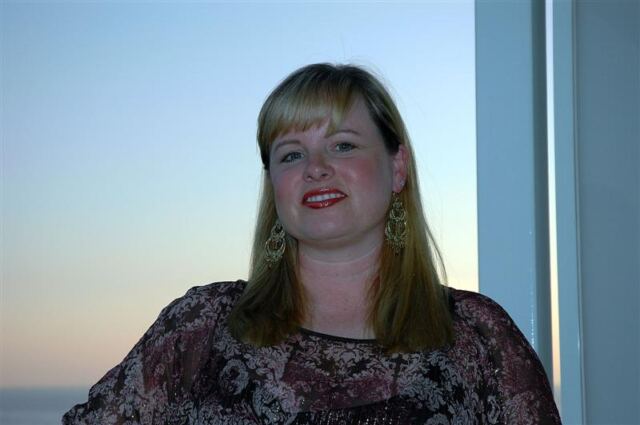Kathy on the balcony