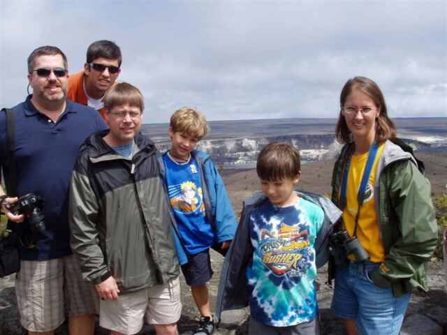 PO - Group shot with Halema'uma'u crater