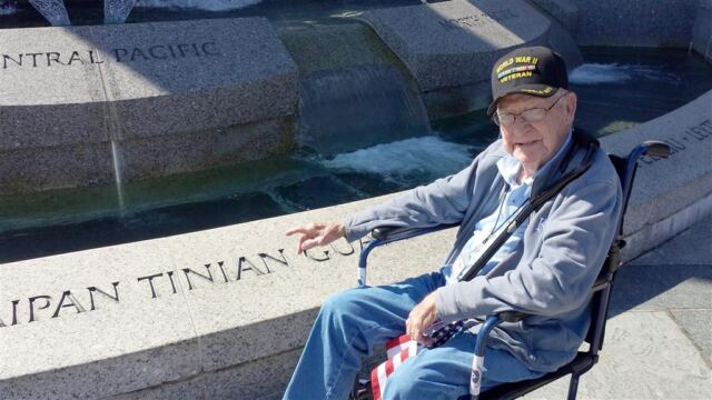 pointing out one of his wwii locations